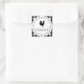 Boerderij Rustiek Plaid Zwart Wit Buffel Check Vierkante Sticker (Tas)