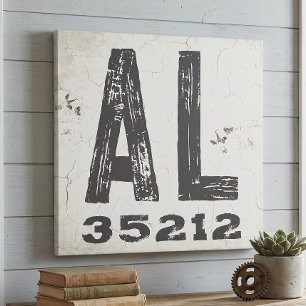 Boerderij Rustieke Staat Postcode Alabama Canvas Afdruk