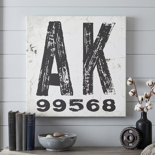 Boerderij Rustieke Staat Postcode Alaska Canvas Afdruk
