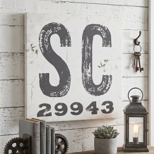 Boerderij Rustieke Staat Postcode South Carolina Canvas Afdruk