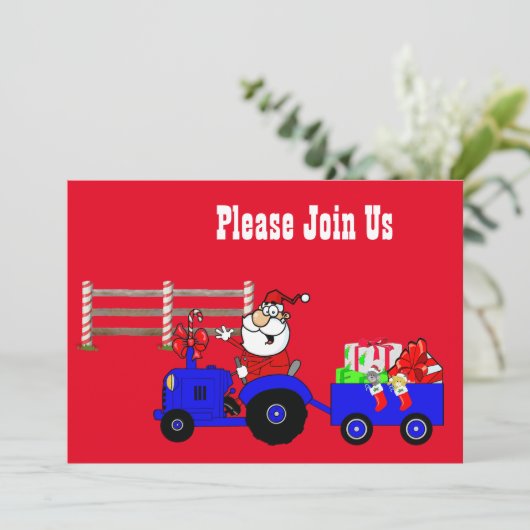 Boerderij Santa met geschenken Party Invitation Sj Kaart (Staand voorkant)