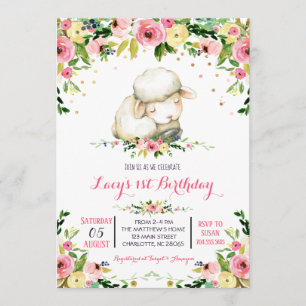 boerderij schaap verjaardagsuitnodiging kaart