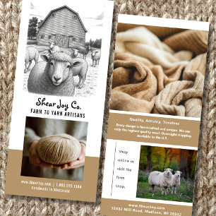 Boerderij, Schapen & Wol Garen Marketing Rack Card Reclamekaart