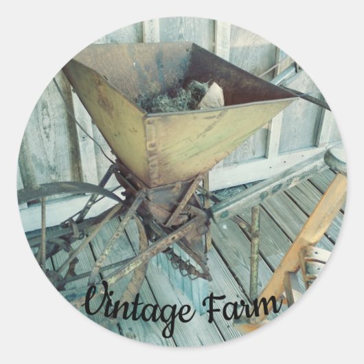 boerderij Seeder Planter Apparatuur Ronde Sticker (Voorkant)