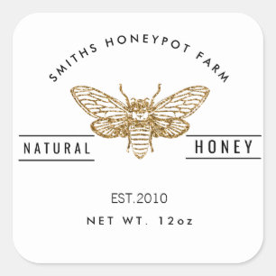 Boerderij Shop Honey Jar Label Small Business Wit