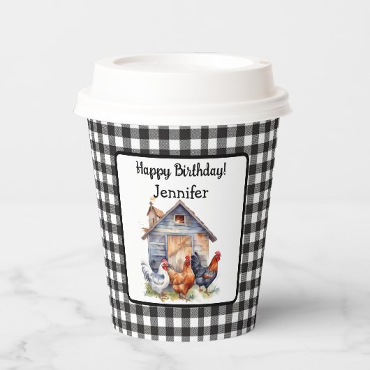 Boerderij Stijl Haan Verjaardag Papier Cup Papieren Bekers (Voorkant)