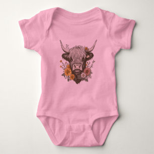 Boerderij stijl Highland Koe Graphic Romper