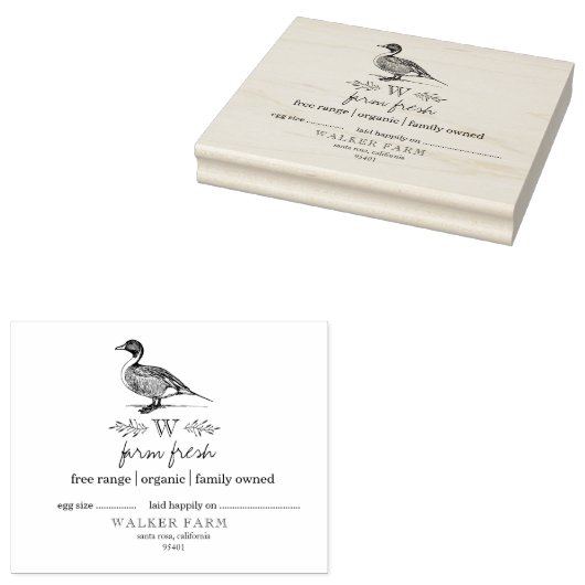 Boerderij stijl monogram eendenei karton stempel (Gestempeld)