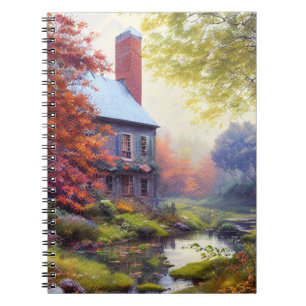 Boerderij/stroom/bos/schilderij notitieboek