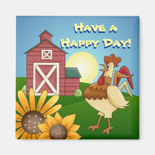 Boerderij Sunflower Rooster Magnet Magneet