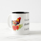 Boerderij Sweet Boerderij Floral Rooster Two-Tone  Tweekleurige Koffiemok (Voorkant links)