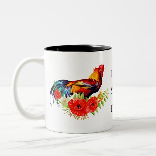Boerderij Sweet Boerderij Floral Rooster Two-Tone  Tweekleurige Koffiemok (Links)