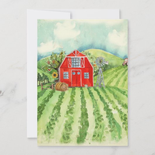 Boerderij Thema | uitnodiging van Barn Birthday (Achterkant)