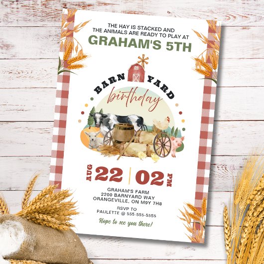 Boerderij Theme Birthday Uitnodiging