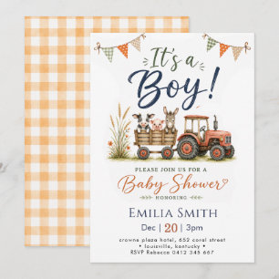 Boerderij Tractor Baby Shower Kaart