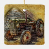  Boerderij tractor Old Barn Shed Keramisch Ornament (Achterkant)