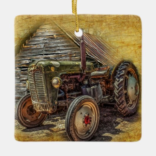  Boerderij tractor Old Barn Shed Keramisch Ornament (Voorkant)