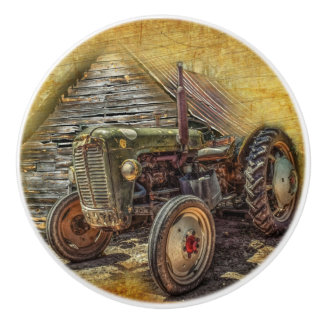 Boerderij tractor Old Barn Shed Keramische Knop