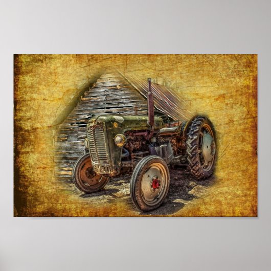 Boerderij tractor Old Barn Shed Poster (Voorkant)