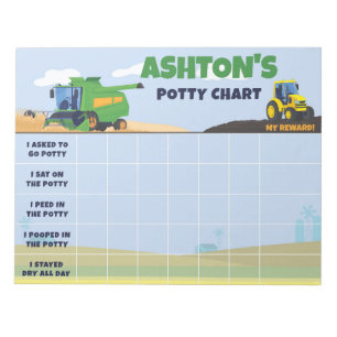 Boerderij Tractor Potty Chart Gepersonaliseerde Na Notitieblok