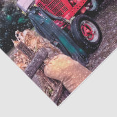 Boerderij Tractor Red  Rustic Herfst Harvest Dusk Tissuepapier (Detail)