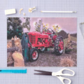 Boerderij Tractor Red  Rustic Herfst Harvest Dusk Tissuepapier (Craft)