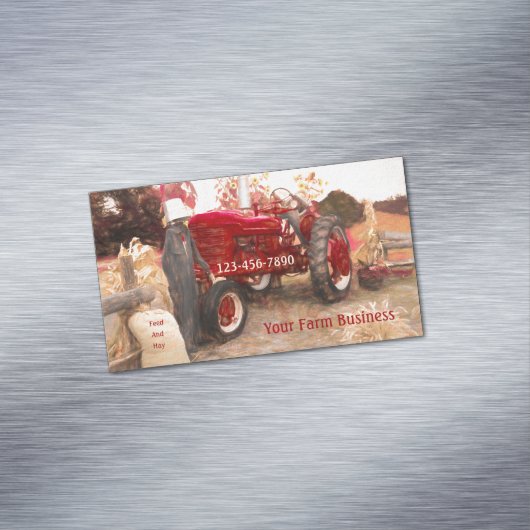 Boerderij Tractor Red  Rustige Landbouw Magnetisch Visitekaartje (Voorbeeld)