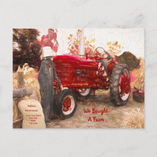 Boerderij Tractor Red We hebben Rustic Moving Briefkaart