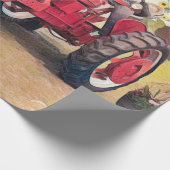 Boerderij Tractor Rode Retro Rustieke Herfst Oogs Cadeaupapier (Hoek)