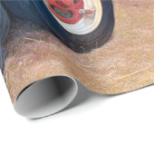 Boerderij Tractor Rode Retro Rustieke Herfst Oogs Cadeaupapier (Rol Hoek)