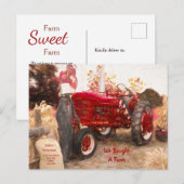 Boerderij Tractor Rood We hebben Rustic Moving ve Briefkaart (Voorkant / Achterkant)