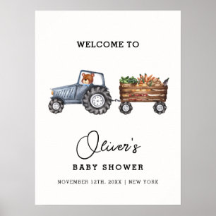 Boerderij Tractor Teddy Bear Baby shower Welkom Poster