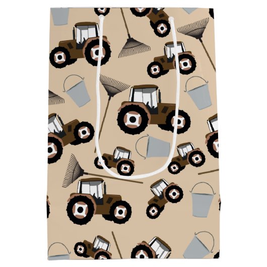 Boerderij tractorpatroonpatroonuitrusting medium cadeauzakje (Achterkant)
