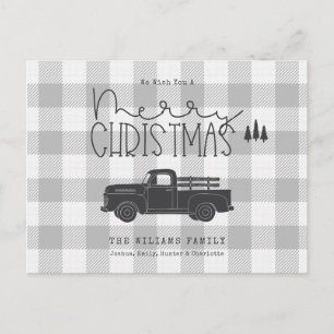 Boerderij  Truck Buffalo Plaid Christmas Briefkaart