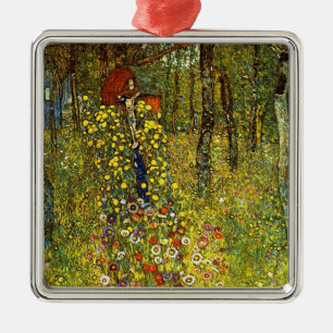 Boerderij tuin met Crucifix door Gustav Klimt Metalen Ornament