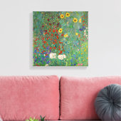 Boerderij tuin met zonnebloemen door Gustav Klimt Canvas Afdruk (Insitu (Woonkamer))
