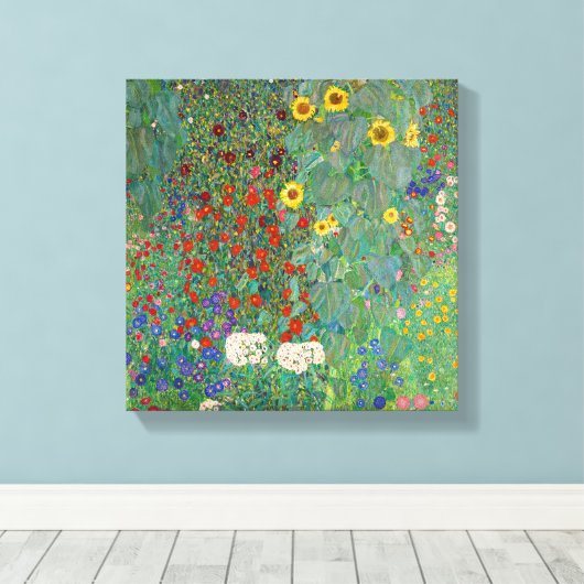 Boerderij tuin met zonnebloemen door Gustav Klimt Canvas Afdruk (Insitu (Houten vloer))