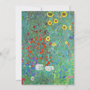 Boerderij tuin met zonnebloemen door Gustav Klimt Feestdagenkaart