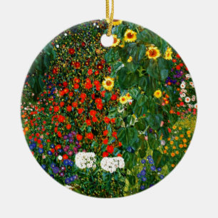 Boerderij tuin met zonnebloemen door Gustav Klimt Keramisch Ornament