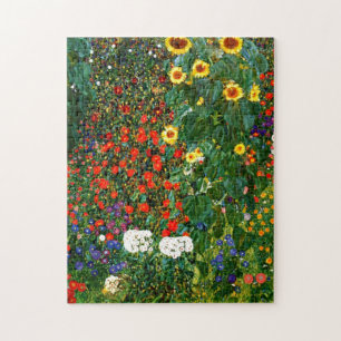 Boerderij tuin met zonnebloemen door Gustav Klimt Legpuzzel