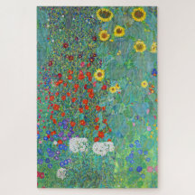 Boerderij tuin met zonnebloemen door Gustav Klimt