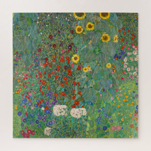 Boerderij tuin met zonnebloemen door Gustav Klimt Legpuzzel