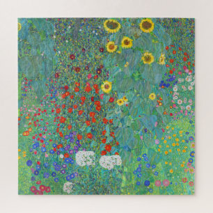 Boerderij tuin met zonnebloemen door Gustav Klimt Legpuzzel
