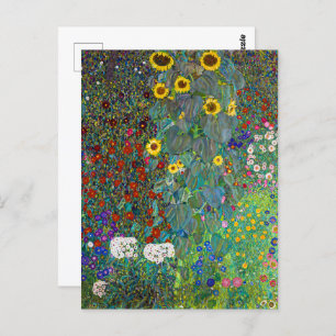 Boerderij tuin met zonnebloemen Gustav Klimt Briefkaart