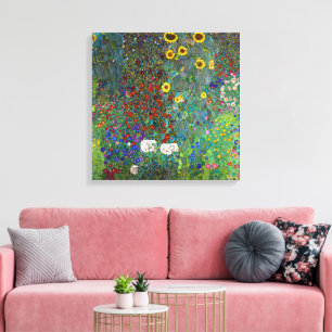 Boerderij tuin met zonnebloemen Gustav Klimt Canvas Afdruk