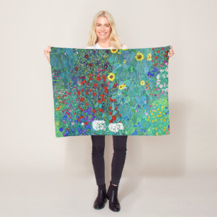 Boerderij tuin met zonnebloemen, Gustav Klimt Fleece Deken