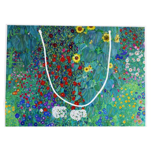 Boerderij tuin met zonnebloemen, Gustav Klimt Groot Cadeauzakje (Achterkant)