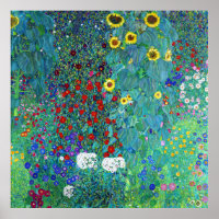 Boerderij tuin met zonnebloemen, Gustav Klimt