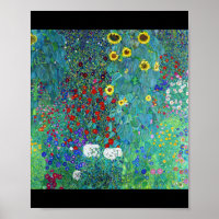 Boerderij tuin met zonnebloemen, Gustav Klimt