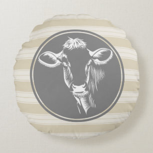 Boerderij van Creamy Tan White Koe Schets Rond Kussen